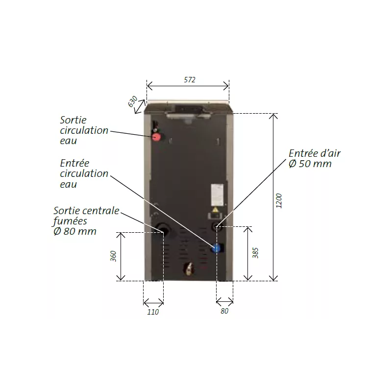 Poêle à granulés hydro Baracuda Commo Plus + Kit de raccordement sortie arrière - 21 Kw