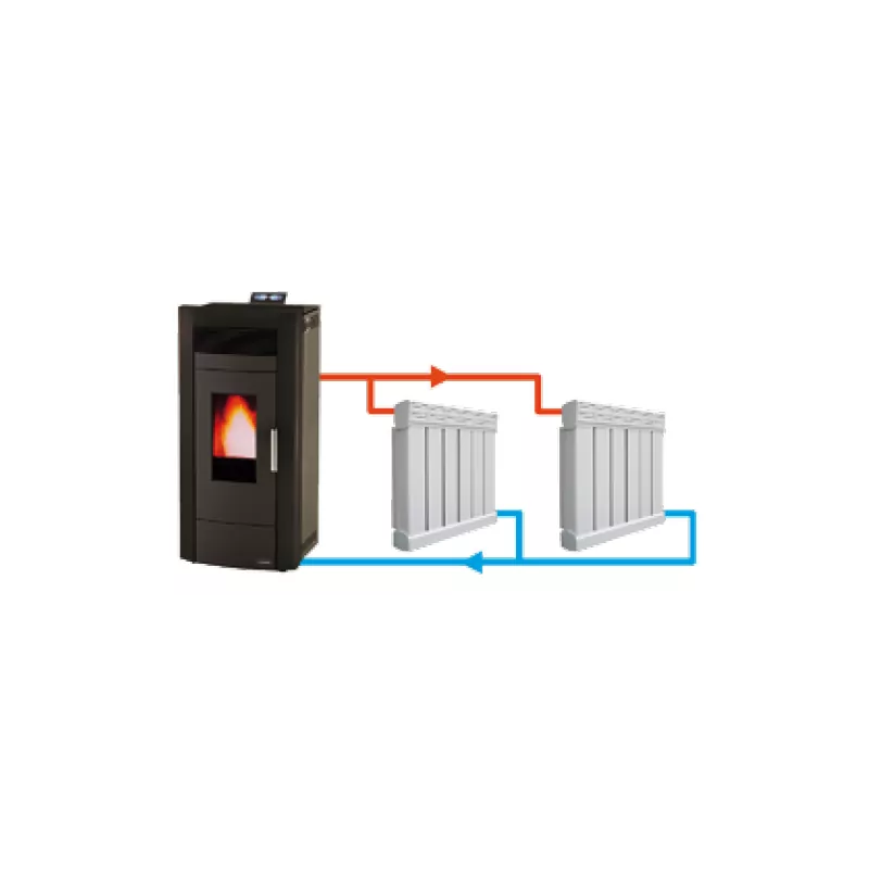 Poêle à granulés hydro Baracuda Commo Plus + Kit de raccordement sortie arrière - 21 Kw