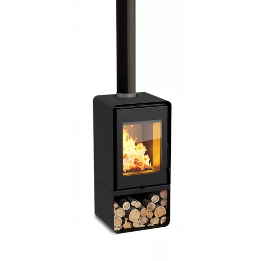 Poêle à bois Domino avec range bûche - 8,5 Kw