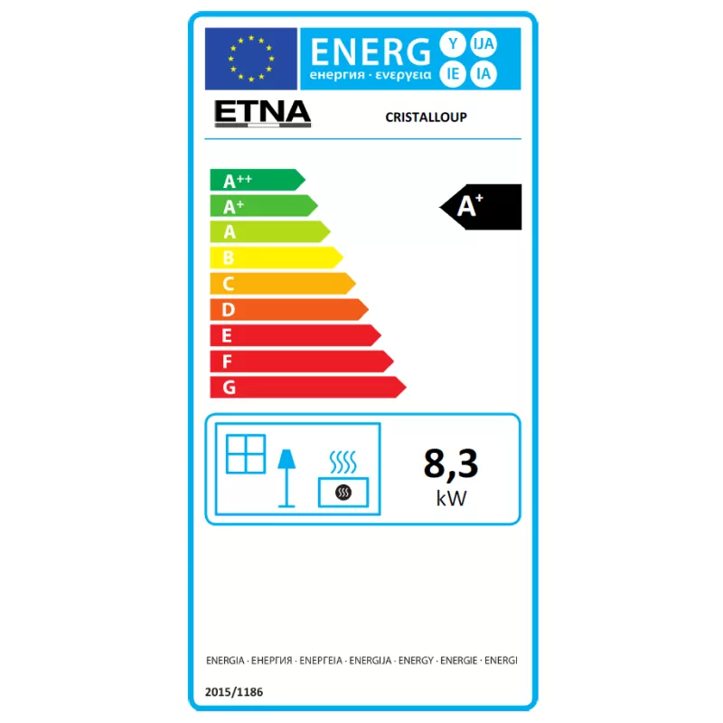 Poêle à granulés étanche (sortie dessus concentrique) Cristallo Silenzio Up - 9,2 Kw